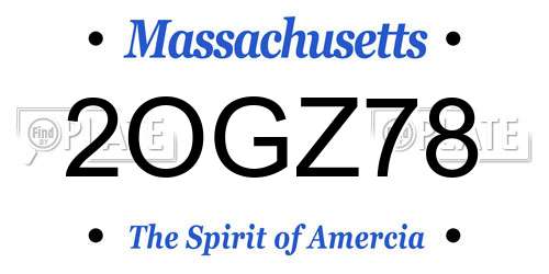 2OGZ78 Massachusetts License Plate