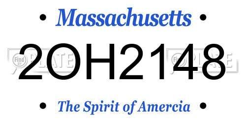 2OH2148 Massachusetts License Plate