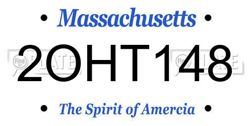 2OHT148 Massachusetts License Plate