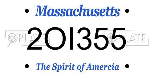 2OI355 Massachusetts License Plate