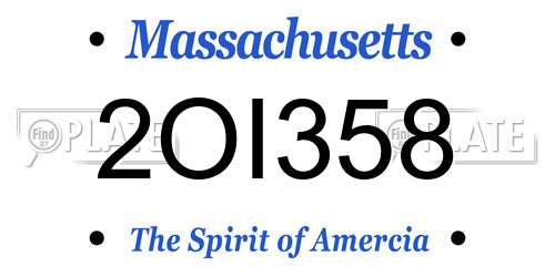 2OI358 Massachusetts License Plate