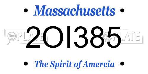2OI385 Massachusetts License Plate