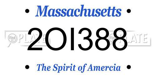 2OI388 Massachusetts License Plate