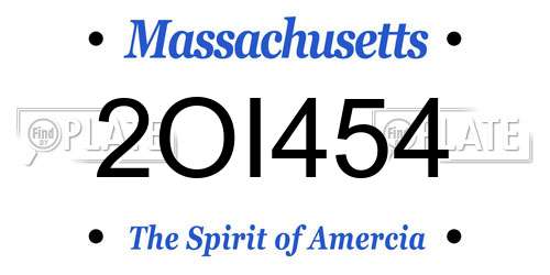 2OI454 Massachusetts License Plate