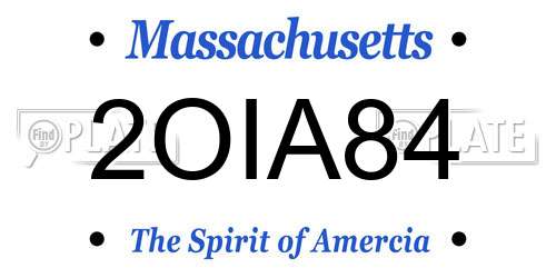 2OIA84 Massachusetts License Plate