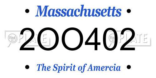 2OO402 Massachusetts License Plate