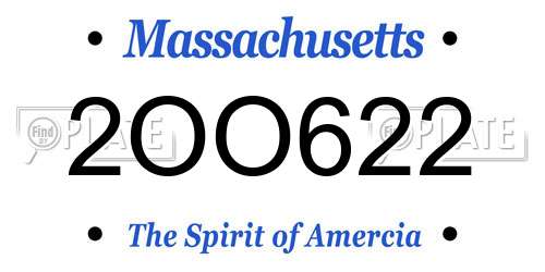 2OO622 Massachusetts License Plate