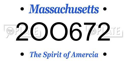 2OO672 Massachusetts License Plate