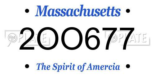 2OO677 Massachusetts License Plate