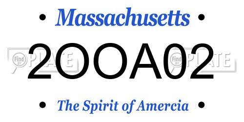 2OOA02 Massachusetts License Plate