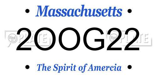 2OOG22 Massachusetts License Plate