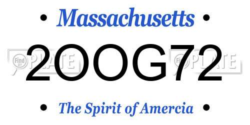 2OOG72 Massachusetts License Plate