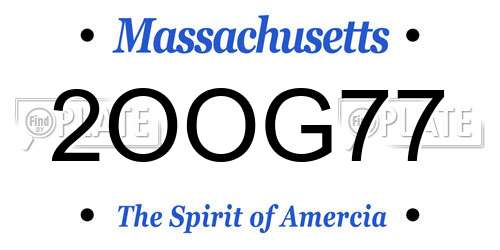 2OOG77 Massachusetts License Plate