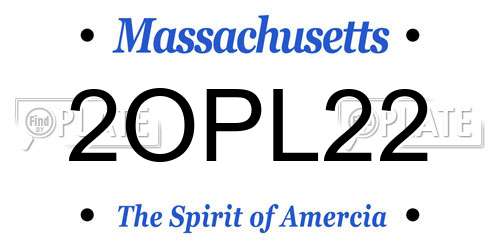2OPL22 Massachusetts License Plate