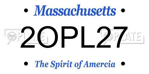 2OPL27 Massachusetts License Plate