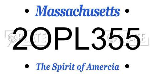 2OPL355 Massachusetts License Plate
