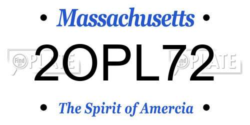 2OPL72 Massachusetts License Plate