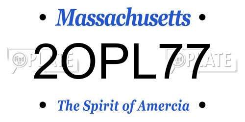 2OPL77 Massachusetts License Plate