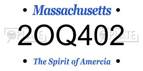 2OQ402 Massachusetts License Plate