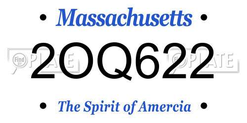 2OQ622 Massachusetts License Plate