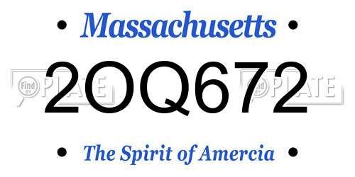 2OQ672 Massachusetts License Plate