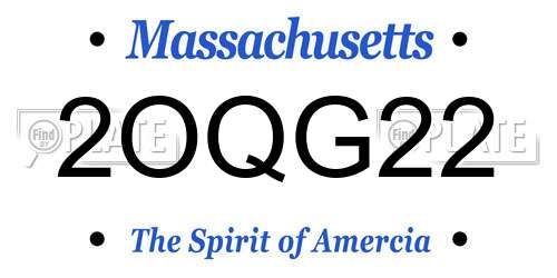 2OQG22 Massachusetts License Plate