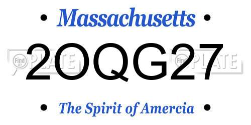 2OQG27 Massachusetts License Plate