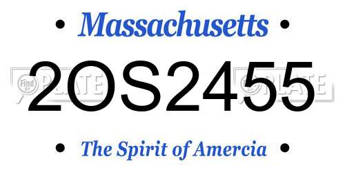 2OS2455 Massachusetts License Plate