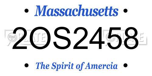 2OS2458 Massachusetts License Plate