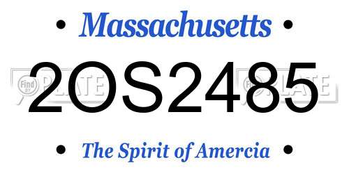 2OS2485 Massachusetts License Plate