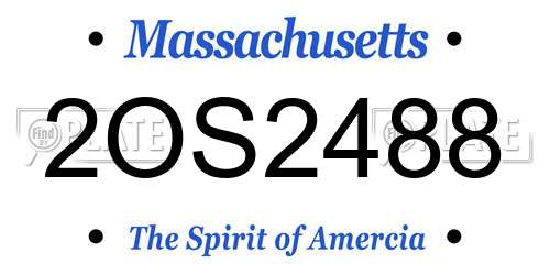 2OS2488 Massachusetts License Plate