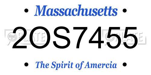 2OS7455 Massachusetts License Plate