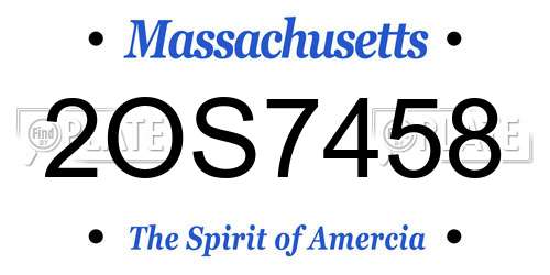 2OS7458 Massachusetts License Plate