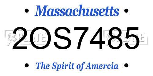 2OS7485 Massachusetts License Plate
