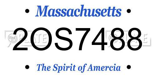 2OS7488 Massachusetts License Plate