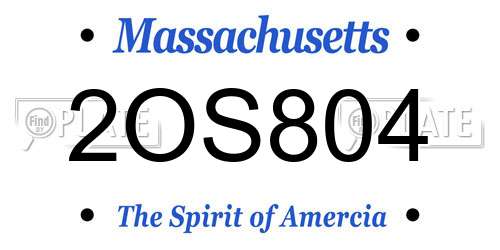 2OS804 Massachusetts License Plate