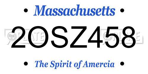 2OSZ458 Massachusetts License Plate