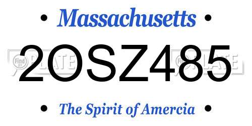 2OSZ485 Massachusetts License Plate