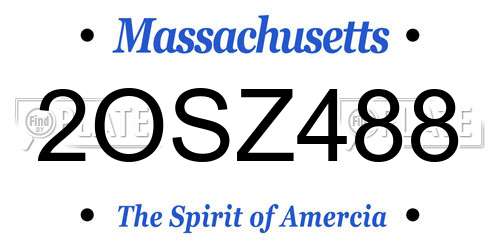 2OSZ488 Massachusetts License Plate
