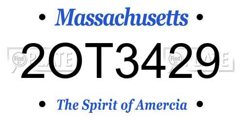 2OT3429 Massachusetts License Plate