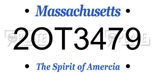 2OT3479 Massachusetts License Plate
