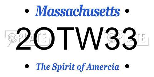 2OTW33 Massachusetts License Plate