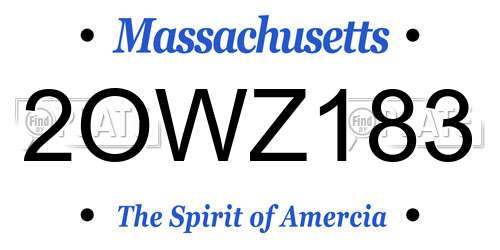 2OWZ183 Massachusetts License Plate