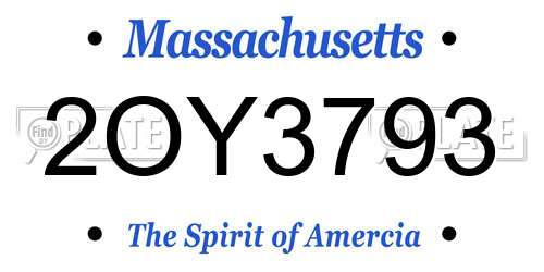 2OY3793 Massachusetts License Plate
