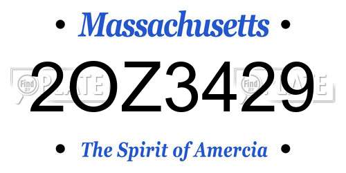 2OZ3429 Massachusetts License Plate
