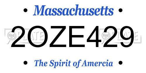 2OZE429 Massachusetts License Plate