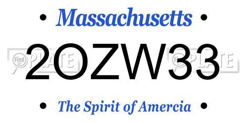 2OZW33 Massachusetts License Plate