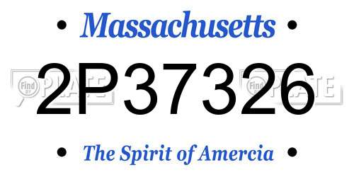 2P37326 Massachusetts License Plate