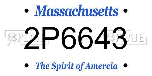 2P6643 Massachusetts License Plate