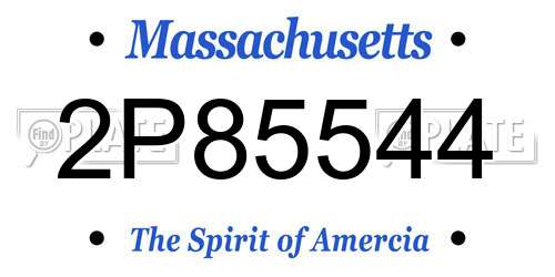2P85544 Massachusetts License Plate